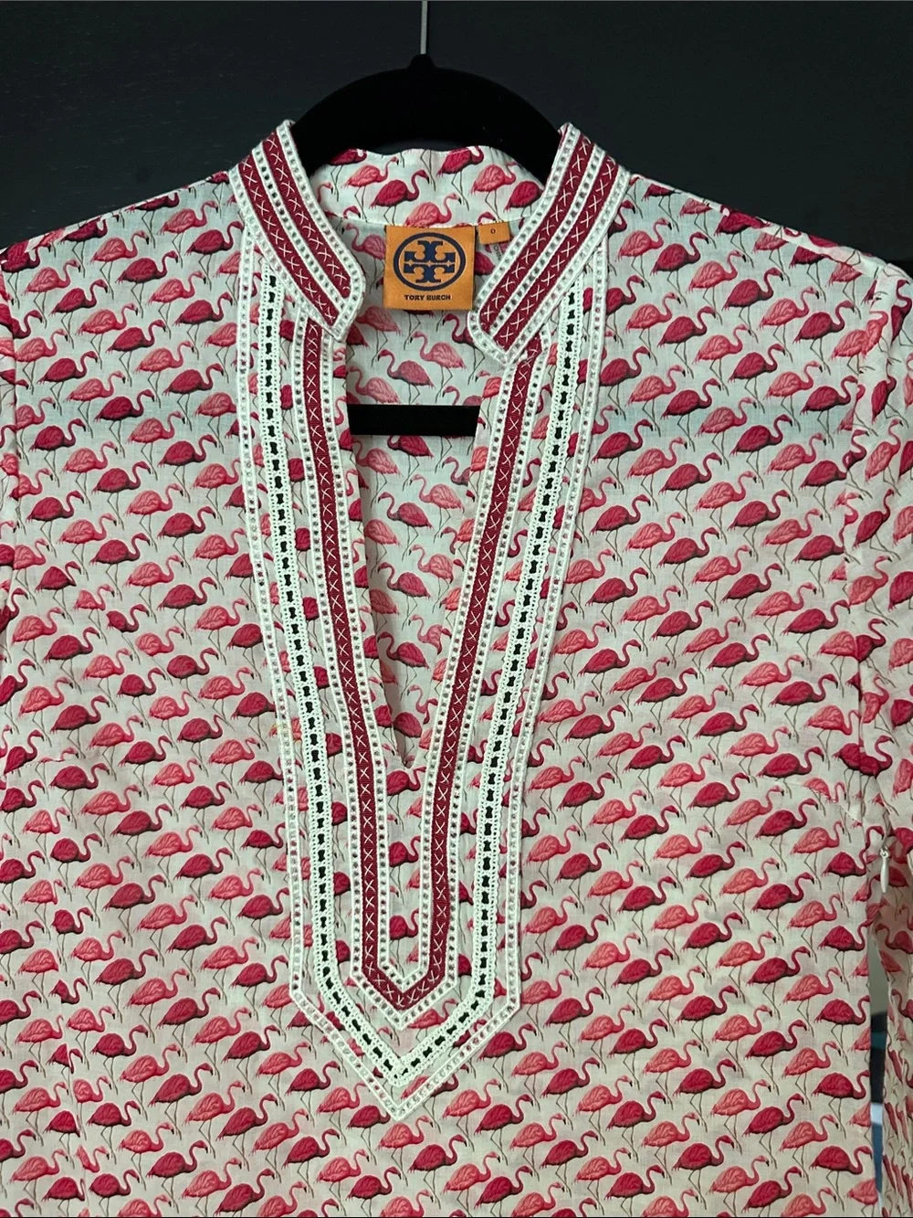 Tory Burch Pink & White Flamingo-Print Tunic